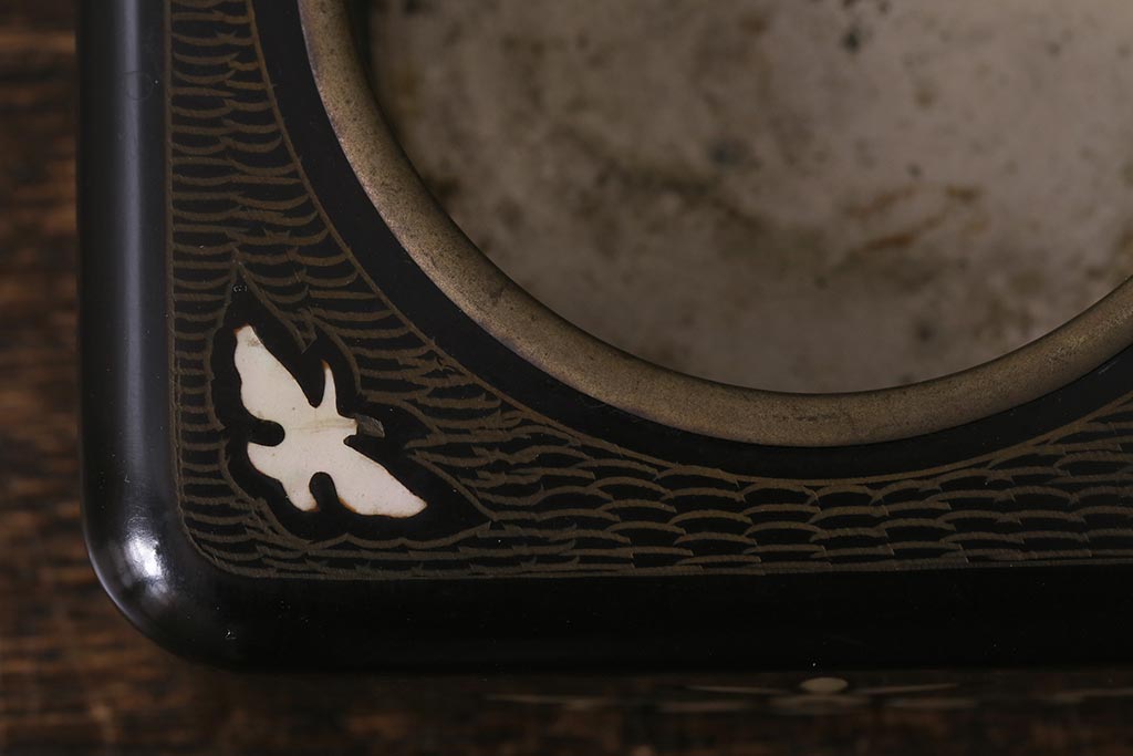 アンティーク雑貨　骨董　古美術　螺鈿細工　たばこ盆セット(煙草盆、灰皿、ケース、トレー)(R-041335)