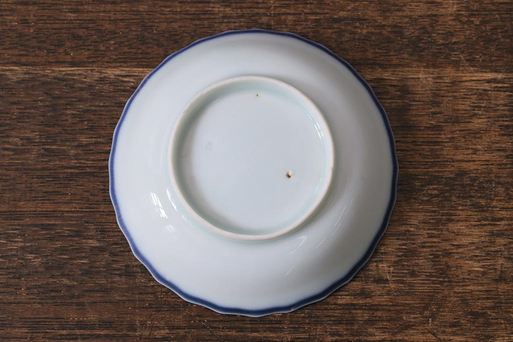 アンティーク雑貨　骨董　江戸期　古伊万里　船の図　染付小皿3枚セット(和食器)(R-041341)