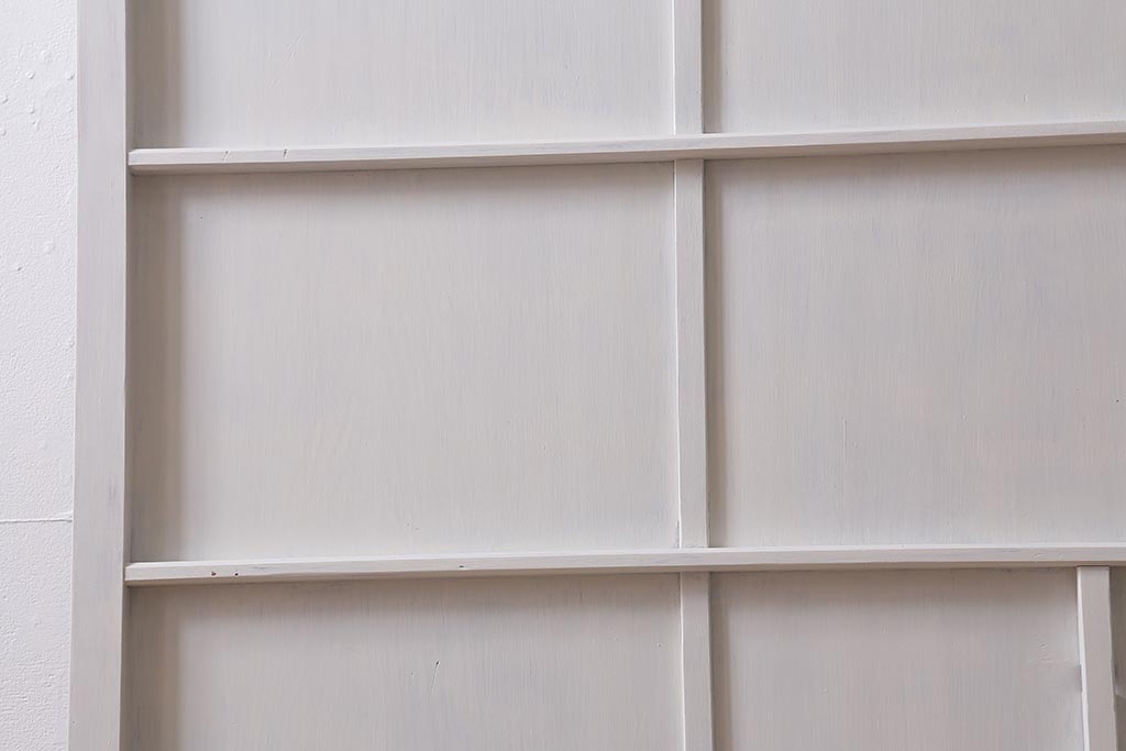 レトロ建具　ダイヤガラス・当店オリジナルガラス入り　ホワイトペイントが爽やかな木製ドア(扉、開き戸、建具)(R-041366)