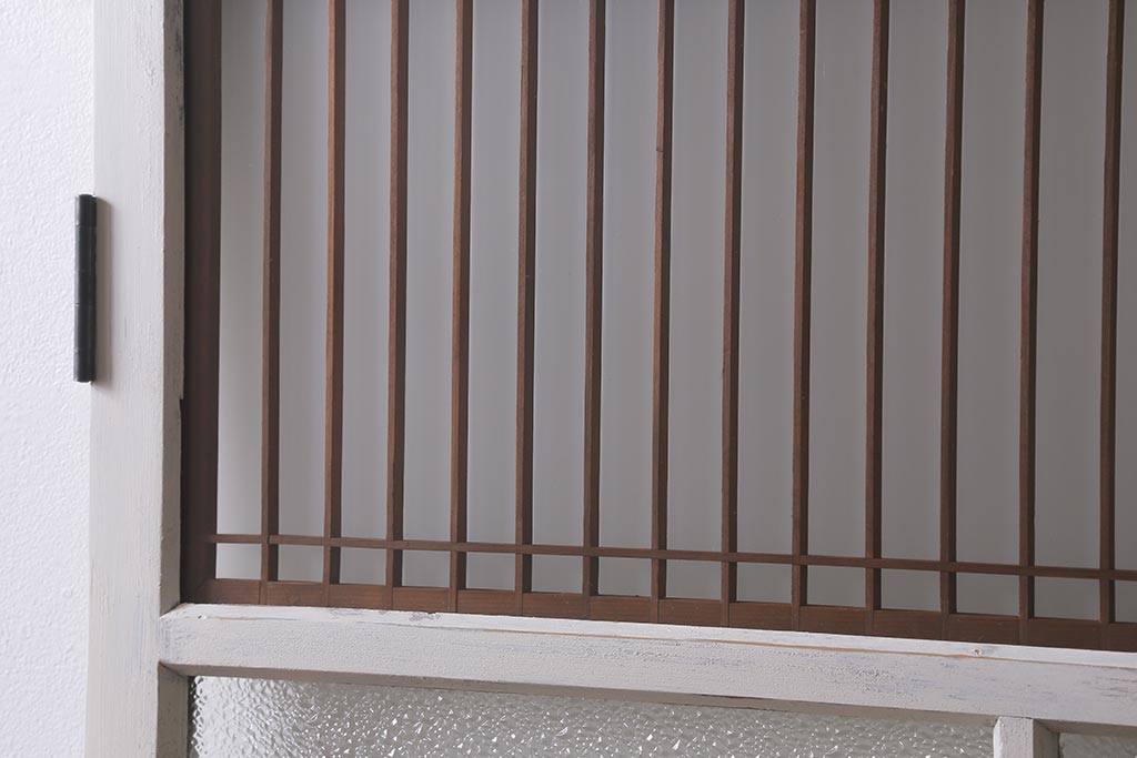 和製アンティーク建具　昭和初期　ペイント　デザインが可愛いレトロな扉(ガラス扉、ドア、開き戸)(R-041369)