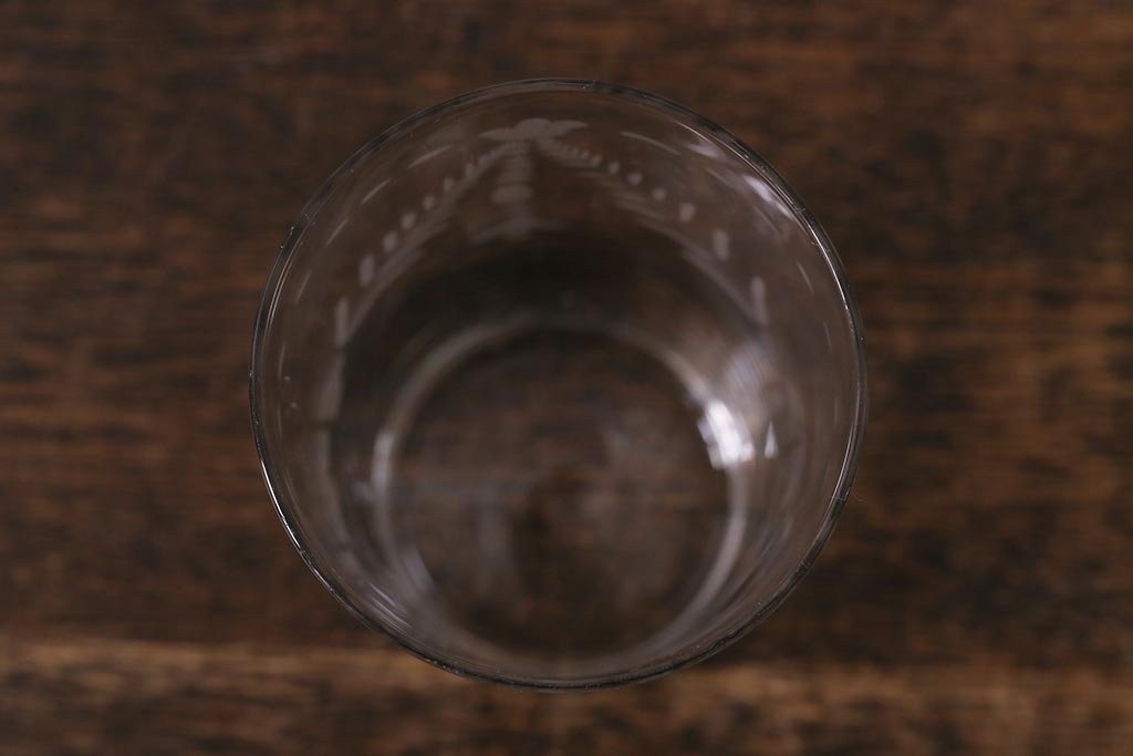 アンティーク雑貨　昭和初期　吹きガラス　切子グラス4個セット(和ガラス、コップ)(R-041389)