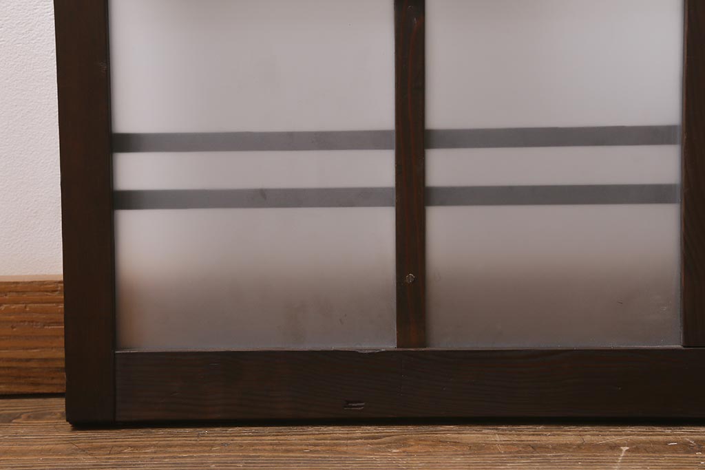 アンティーク建具　昭和初期　すりガラス・当店オリジナルガラス入り　レトロな空間を彩るガラス戸2枚セット(窓、引き戸、建具)(R-041404)