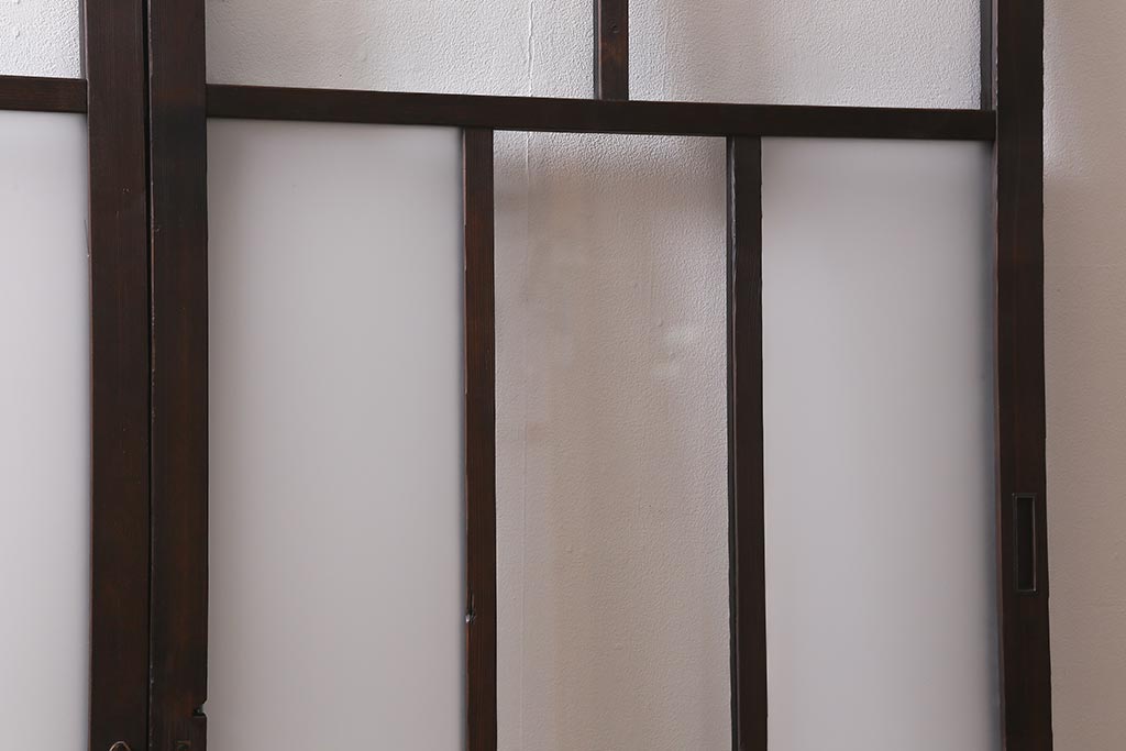 アンティーク建具　昭和初期　すりガラス入り　ノスタルジックな雰囲気漂うガラス戸4枚セット(窓、引き戸、建具)(R-041405)