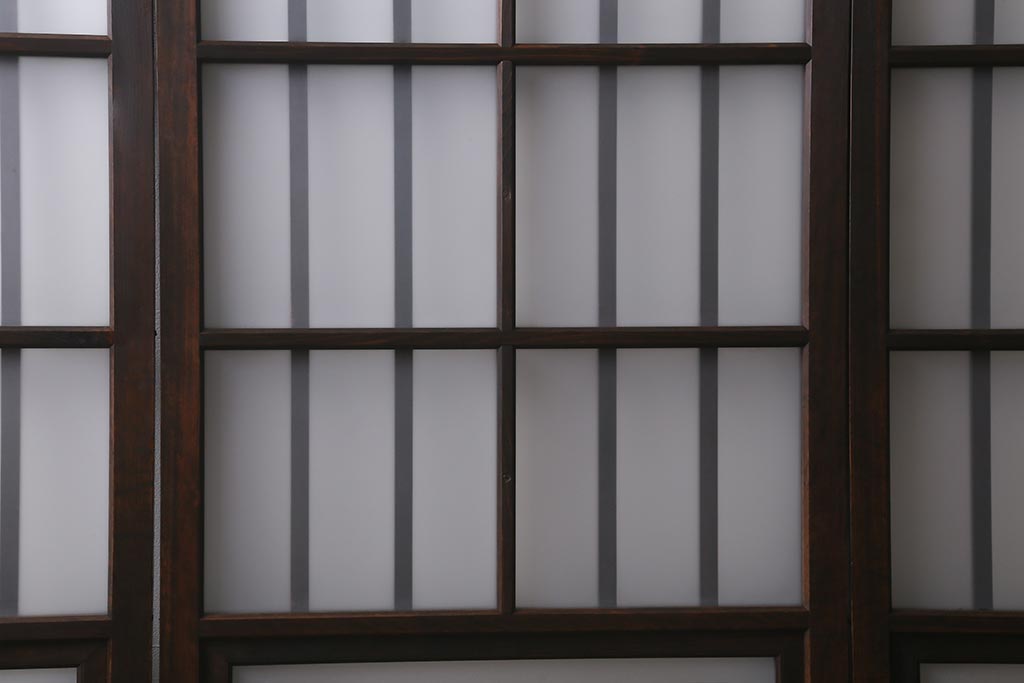 アンティーク建具　和製アンティーク　昭和初期　結霜ガラス・すりガラス　和モダンスタイルにおすすめなガラス戸4枚セット(引き戸、建具)(R-041408)