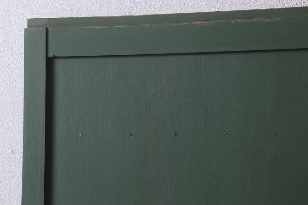 アンティーク建具 大正昭和初期 ペイント 幅狭 グリーンカラーが