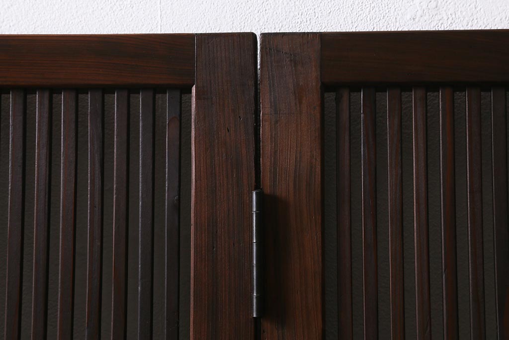 アンティーク建具　古建具リメイク　レトロガラス入り　格子戸をリメイクしたパーテーション(衝立、つい立て、仕切り)(R-041448)