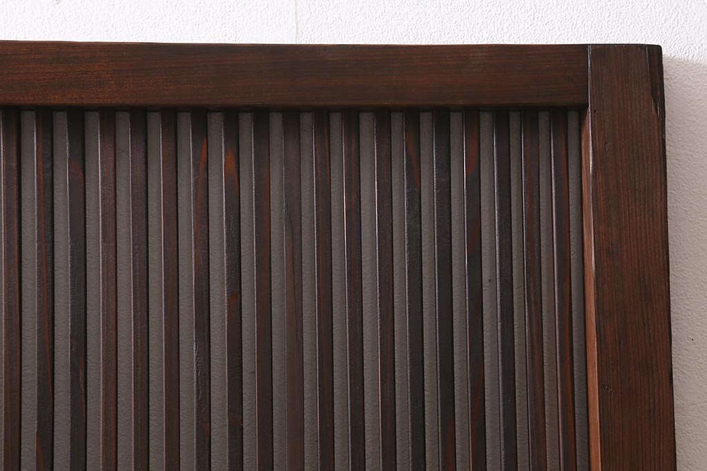 アンティーク建具　古建具リメイク　レトロガラス入り　格子戸をリメイクしたパーテーション(衝立、つい立て、仕切り)(R-041448)