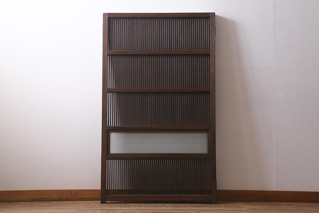 アンティーク建具　古建具リメイク　レトロガラス入り　格子戸をリメイクしたパーテーション(衝立、つい立て、仕切り)(R-041448)