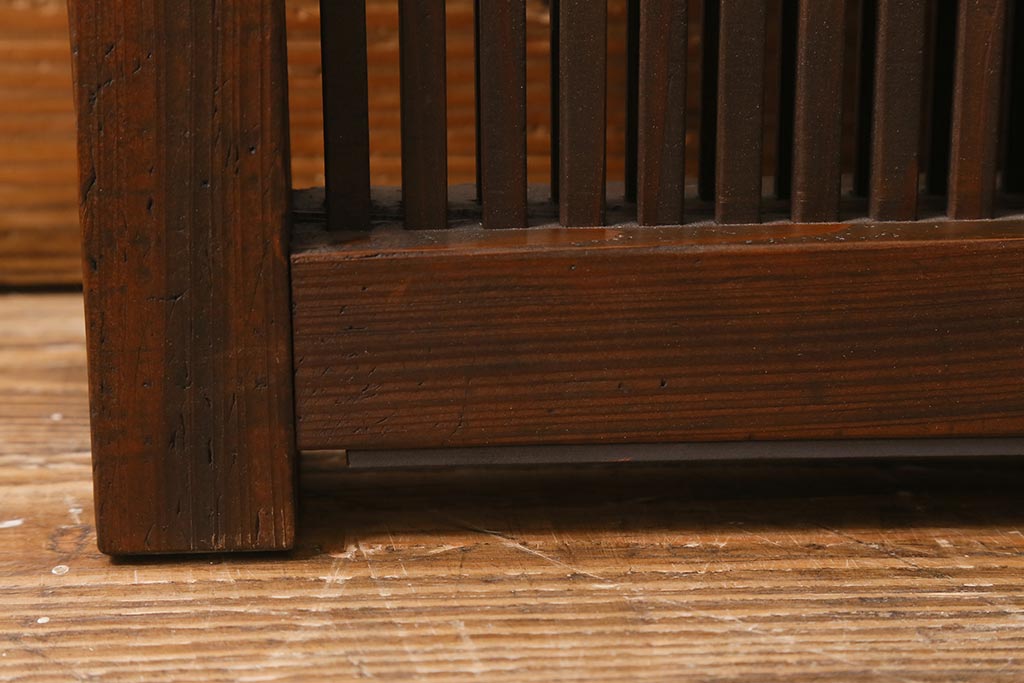 アンティーク建具　古建具リメイク　レトロガラス入り　格子戸をリメイクしたパーテーション(衝立、つい立て、仕切り)(R-041448)