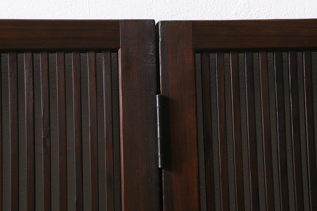 アンティーク建具　古建具リメイク　モールガラス入り　格子戸をリメイクしたパーテーション(衝立、つい立て、仕切り)(R-041449)