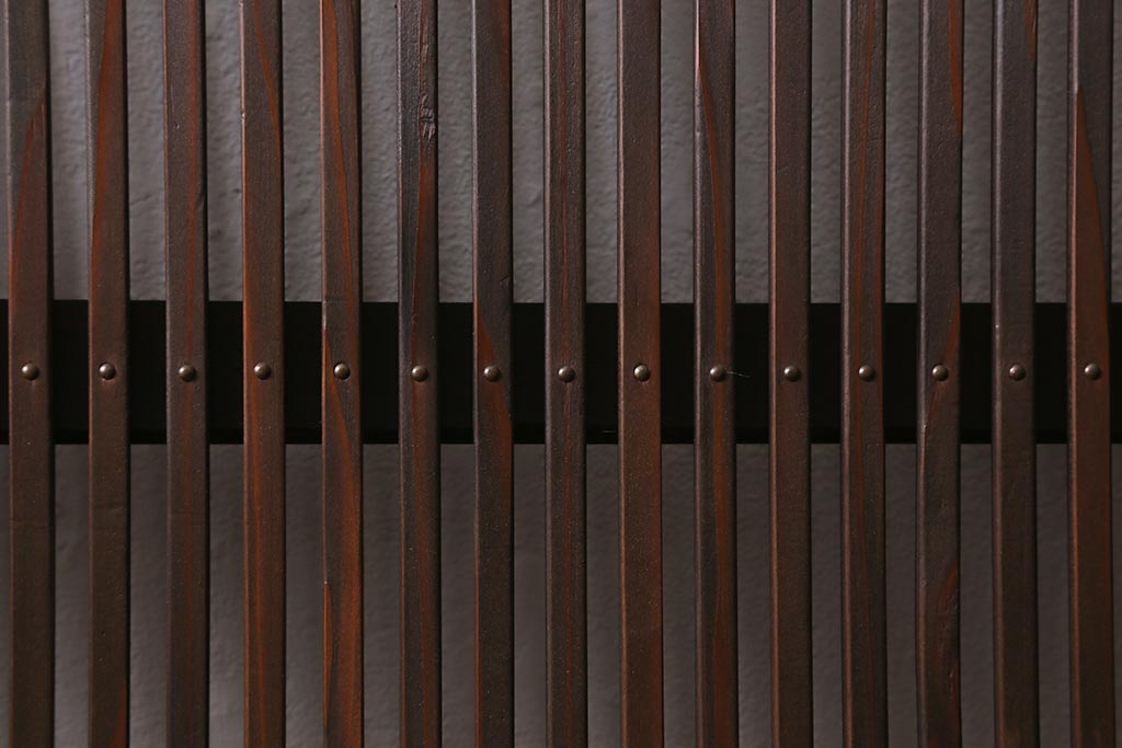 アンティーク建具　古建具リメイク　モールガラス入り　格子戸をリメイクしたパーテーション(衝立、つい立て、仕切り)(R-041449)