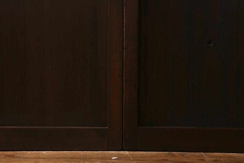 アンティーク建具　昭和初期　すりガラス・当店オリジナルガラス入り　麻の葉模様がお洒落なアクセントのガラス戸4枚セット(引き戸)(R-041451)