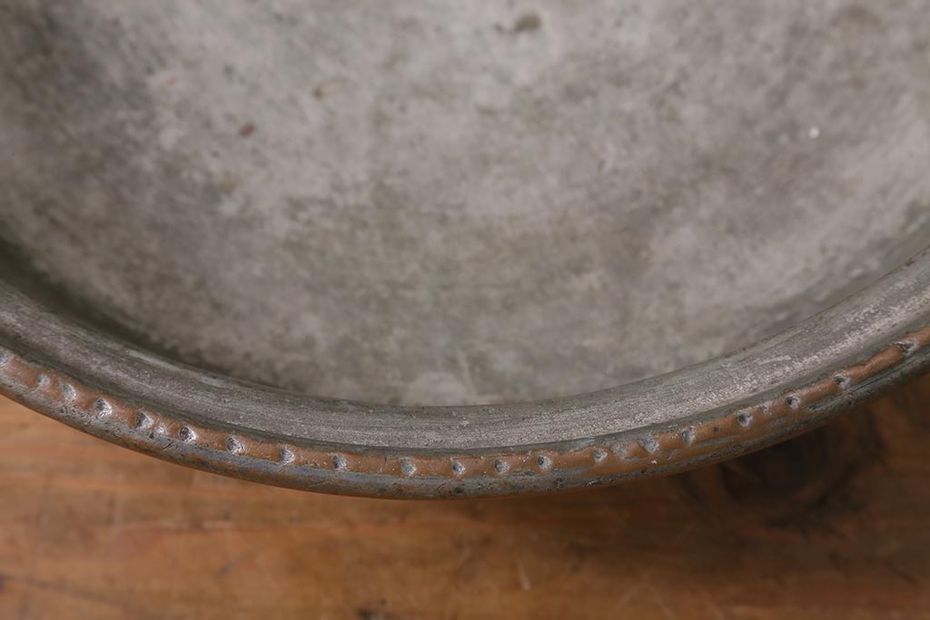 アンティーク雑貨　シャビーな風合いがおしゃれなフランスアンティークの銅鍋(パン、両手鍋)(R-041457)