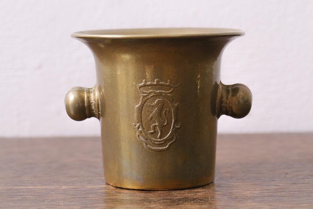 ヴィンテージ雑貨　フランスビンテージ　青銅製のスパイスマッシャー(すり鉢、すりこぎ)(R-041474)