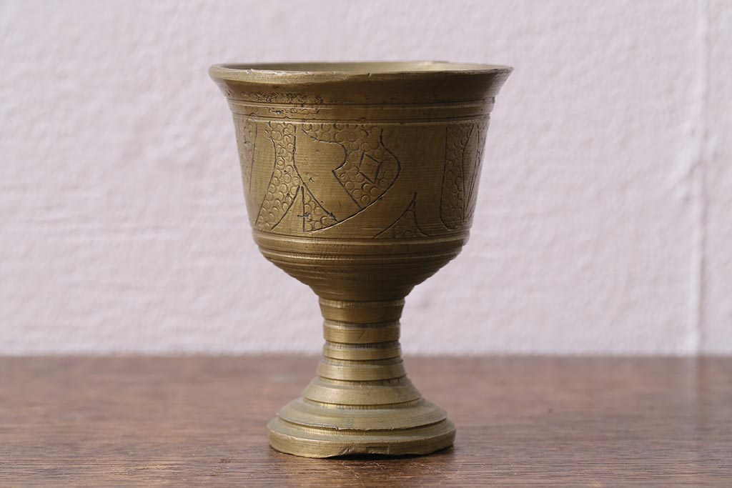 ヴィンテージ雑貨　フランスビンテージ　青銅製のスパイスマッシャー(すり鉢、すりこぎ)(R-041476)