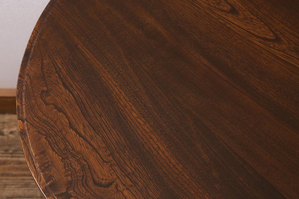 和製アンティーク　昭和初期　ナラ材　大正ロマンの雰囲気漂うコーヒーテーブル(ラウンドテーブル、丸テーブル、カフェテーブル)(R-041555)