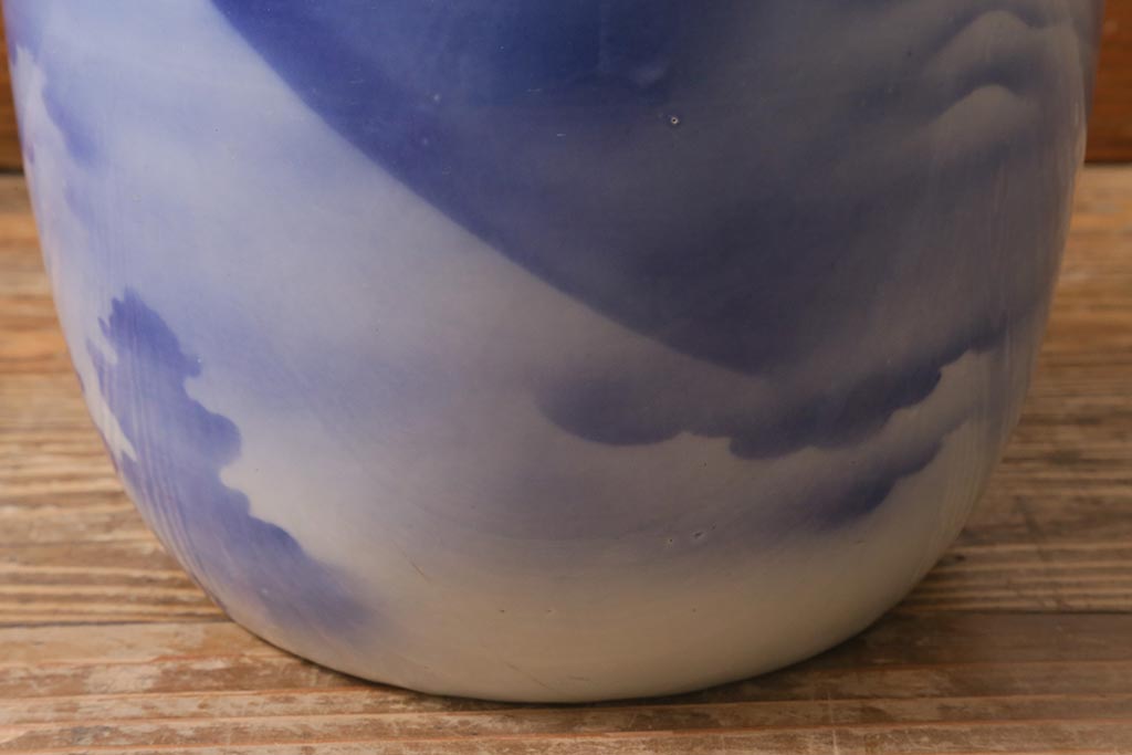 レトロ雑貨　富士山の図　淡い色が優しげな瀬戸火鉢(手あぶり、鉢カバー)(R-041566)