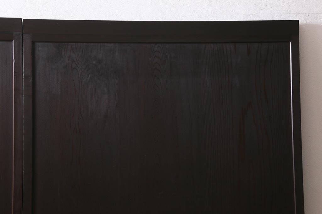 アンティーク建具　和製アンティーク　明治大正期　落ち着いた木色が上品な板戸2枚セット(帯戸、建具)(R-041574)