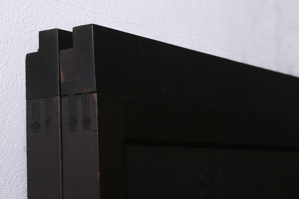 アンティーク建具　和製アンティーク　明治大正期　落ち着いた木色が上品な板戸2枚セット(帯戸、建具)(R-041575)
