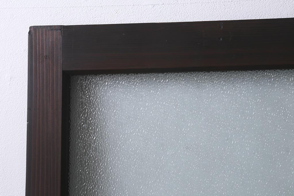 アンティーク建具　上手物!　腰板ケヤキ材　ダイヤガラス　落ち着いた色合いのレトロなガラス戸2枚セット(引き戸・建具)(R-041580)