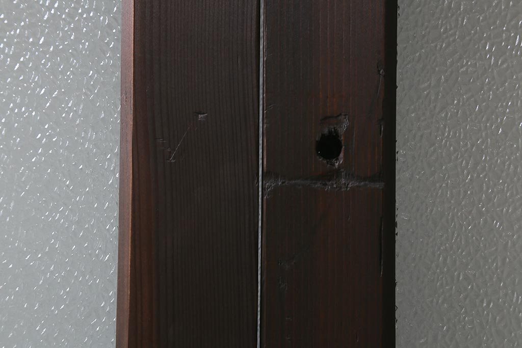 アンティーク建具　上手物!　腰板ケヤキ材　ダイヤガラス　落ち着いた色合いのレトロなガラス戸2枚セット(引き戸・建具)(R-041580)