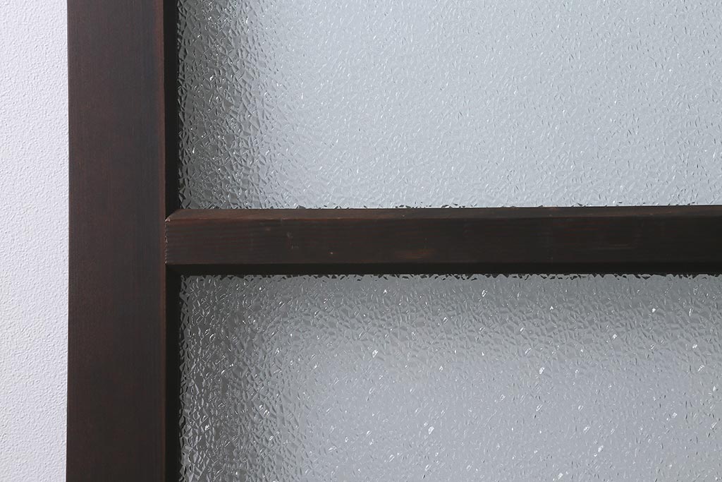 アンティーク建具　上手物!　腰板ケヤキ材　ダイヤガラス　落ち着いた色合いのレトロなガラス戸2枚セット(引き戸・建具)(R-041580)