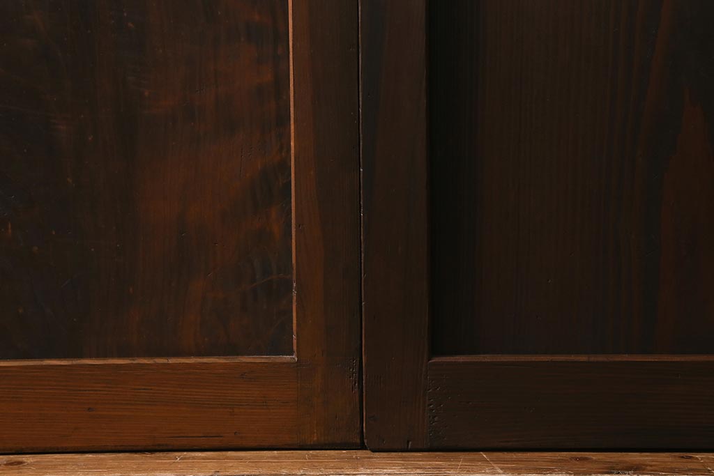 アンティーク建具　昭和初期　すりガラス入り　上品な和の雰囲気漂う組子帯戸4枚セット(引き戸、ガラス帯戸)(R-041586)
