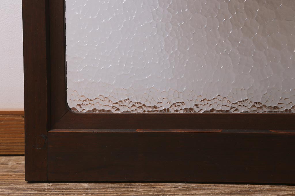 アンティーク建具　昭和初期　レトロガラス入り　窓付き　ノスタルジックな雰囲気が魅力の木製ドア(扉、開き戸)(R-041589)