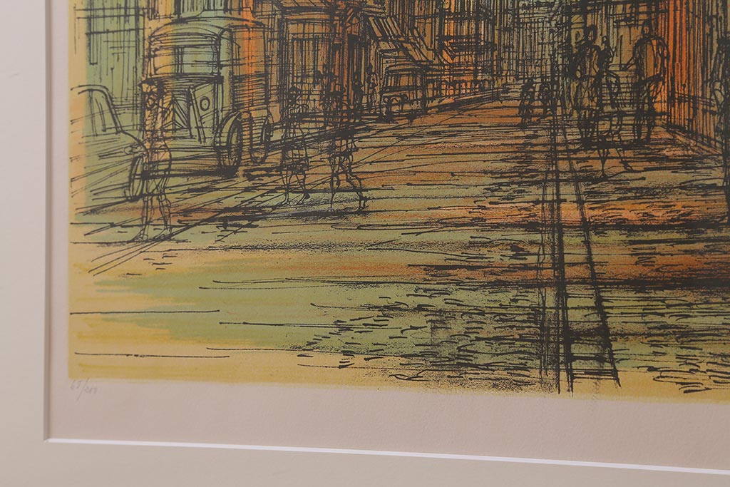 ジャン・カルズー　「ゲーテ通り」　リトグラフ　68/200　サイン(版画、アートフレーム)(R-041594)