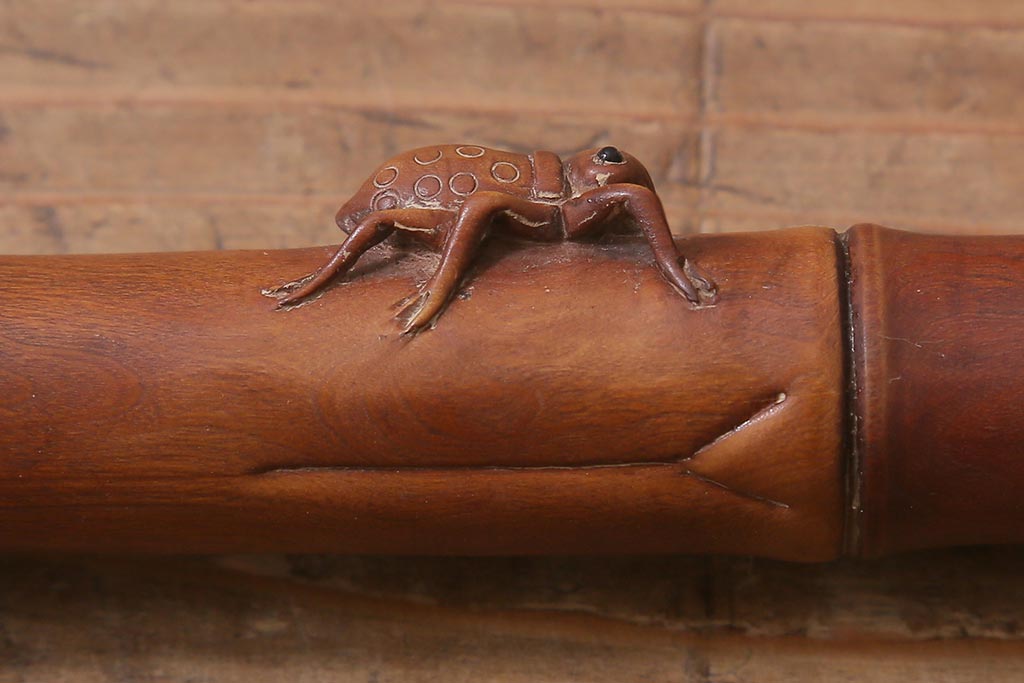 アンティーク雑貨　明治〜大正　時代物　蜻蛉　彫刻ステッキ(とんぼ杖)(R-041597)