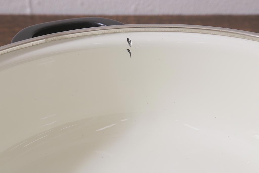 未使用品　昭和レトロ　ノリタケ(Noritake、則武)　24cm　ホーロー鍋(両手鍋、蓋付なべ)(R-041600)