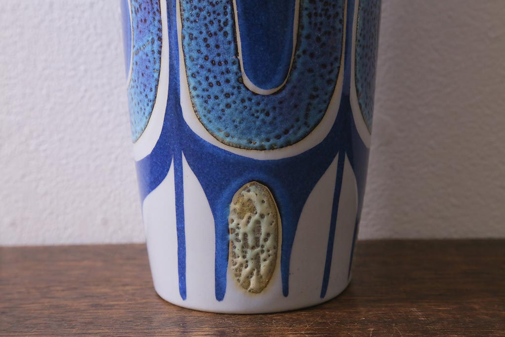 中古　ROYAL COPENHAGEN(ロイヤルコペンハーゲン)　FAJANCE(ファイアンス)　フラワーベース　箱付き(花瓶、花器)(R-041601)