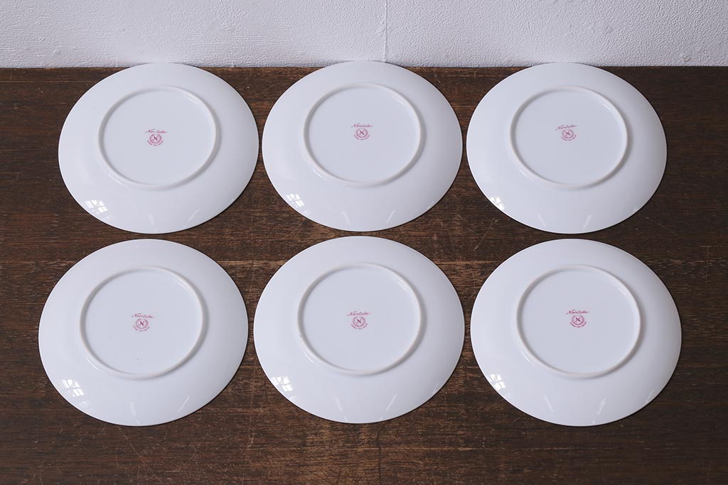 アンティーク雑貨　昭和中期　ノリタケ(Noritake)　あたたかみのある雰囲気の小皿6枚セット(和食器、プレート)(R-041612)