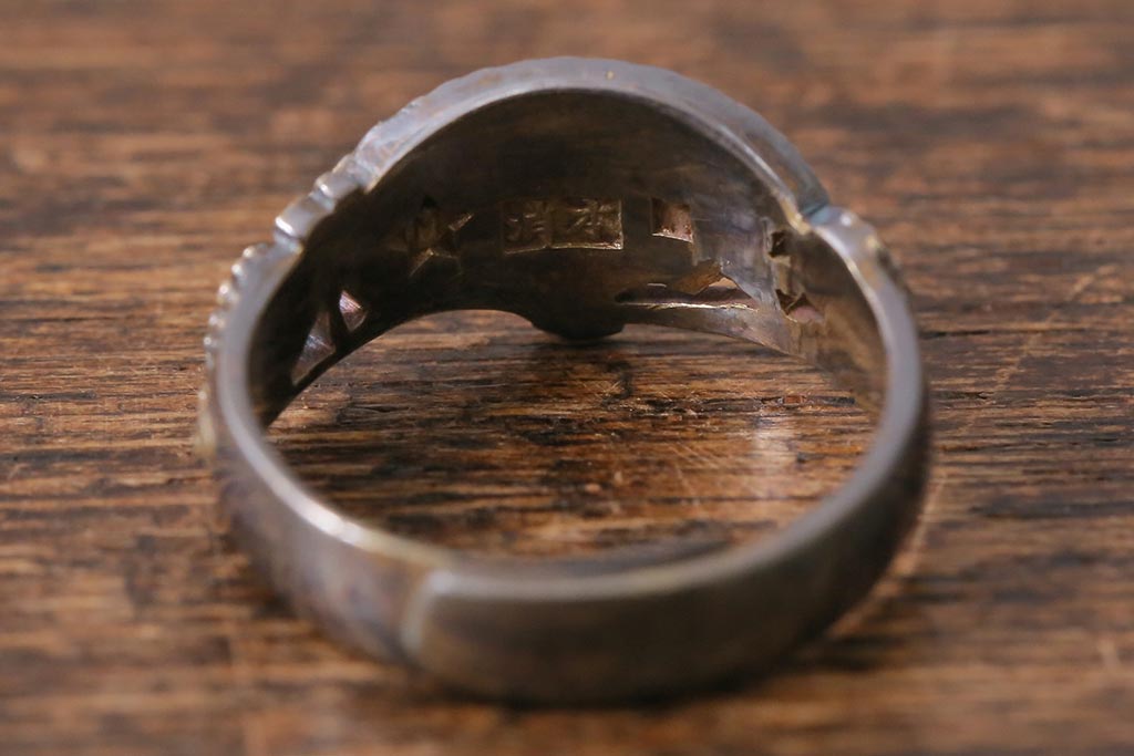 アンティーク雑貨　昭和初期　花に扇　アンティークリング(指輪)(R-041614)