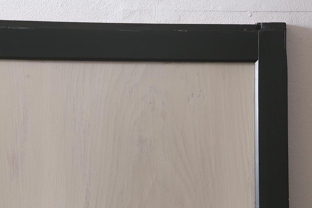 アンティーク建具　明治大正期　杉無垢材　ペイント　ツートンカラーのシックな板戸2枚セット(引き戸、建具)(R-041647)