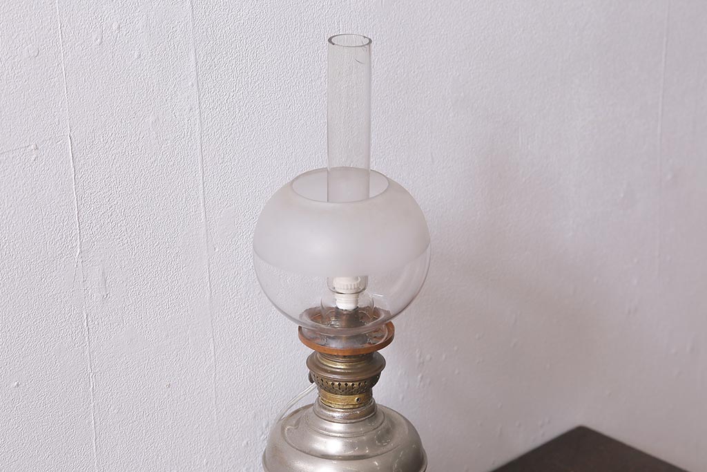 アンティーク照明　昭和初期　オイルランプをリメイクしたお洒落なテーブルランプ(スタンドライト、卓上照明)(R-041711)