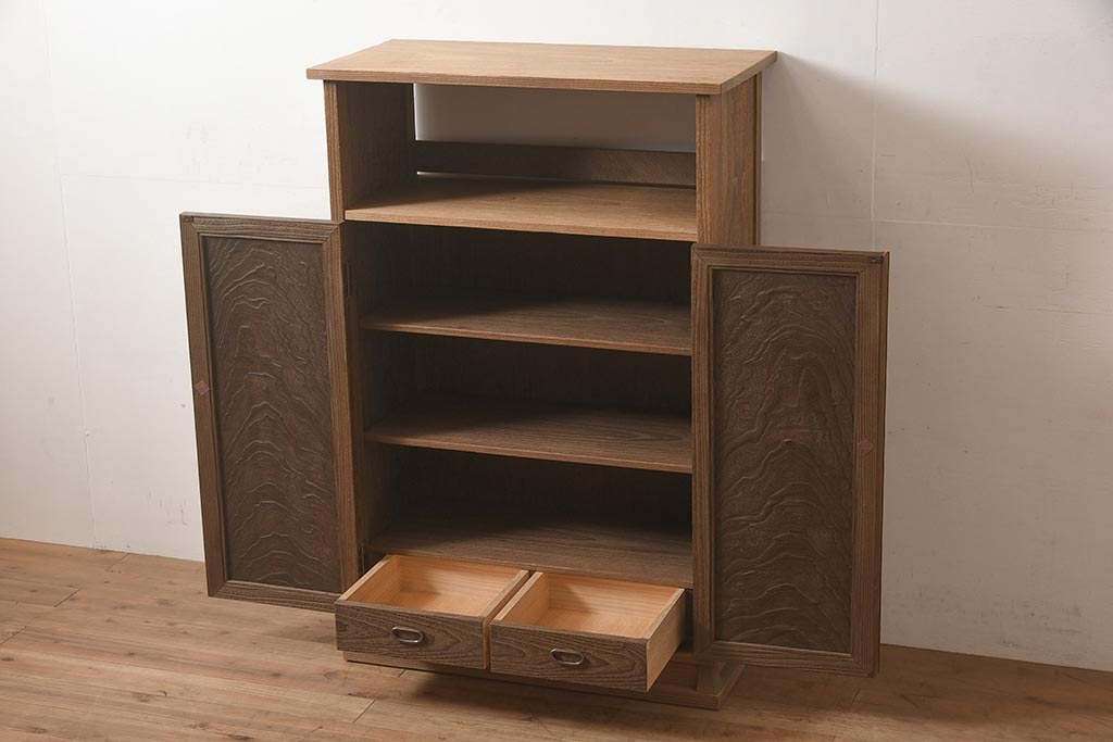 在庫未使用品　IDC大塚家具　松創　焼桐　器局(茶道具、戸棚、キャビネット)(定価約147万円)(R-041714)