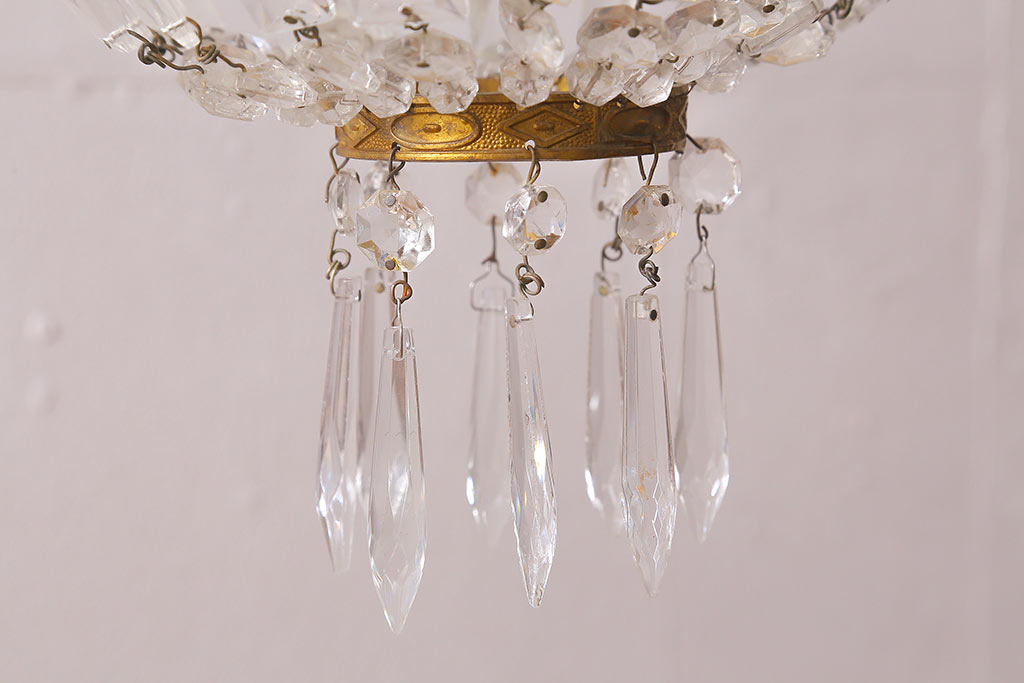 ヴィンテージ照明　フランスビンテージ　ゴージャスな空間を彩るクリスタルガラスのエンパイアシャンデリア(天井照明、吊り下げ照明)(R-041763)