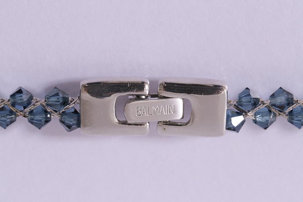 フランス　BALMAIN(バルマン)　大人の雰囲気漂うブルーのアクセサリーセット(イヤリング、ネックレス)(R-041790)