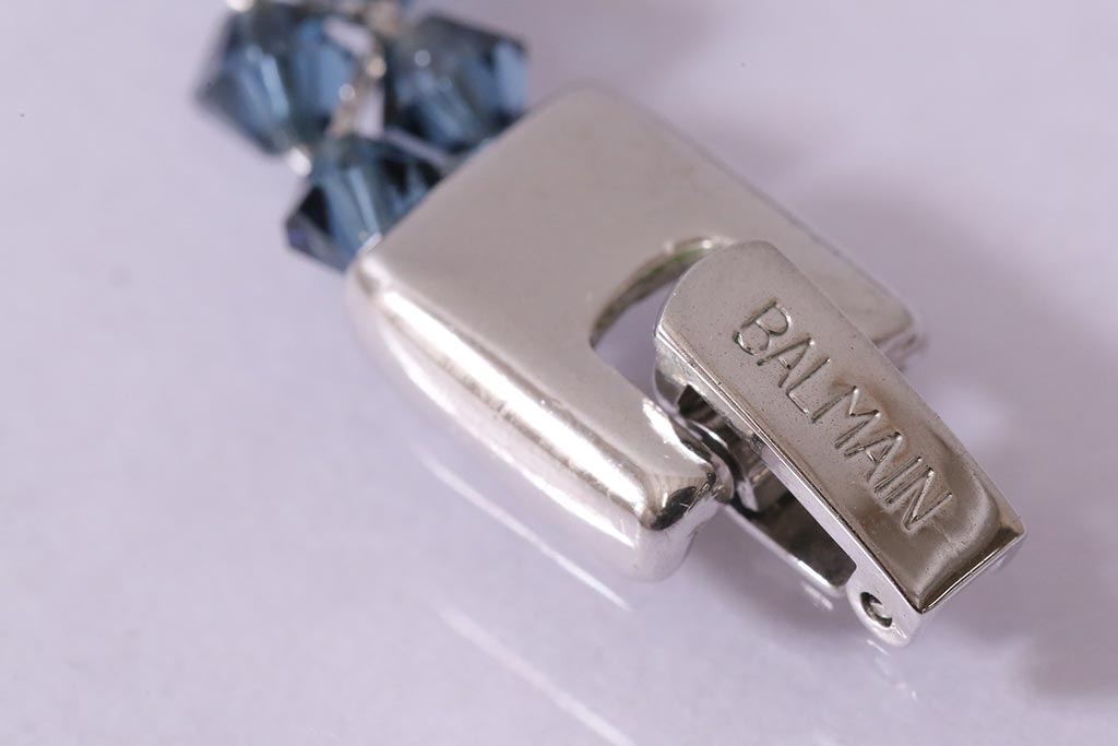 フランス　BALMAIN(バルマン)　大人の雰囲気漂うブルーのアクセサリーセット(イヤリング、ネックレス)(R-041790)
