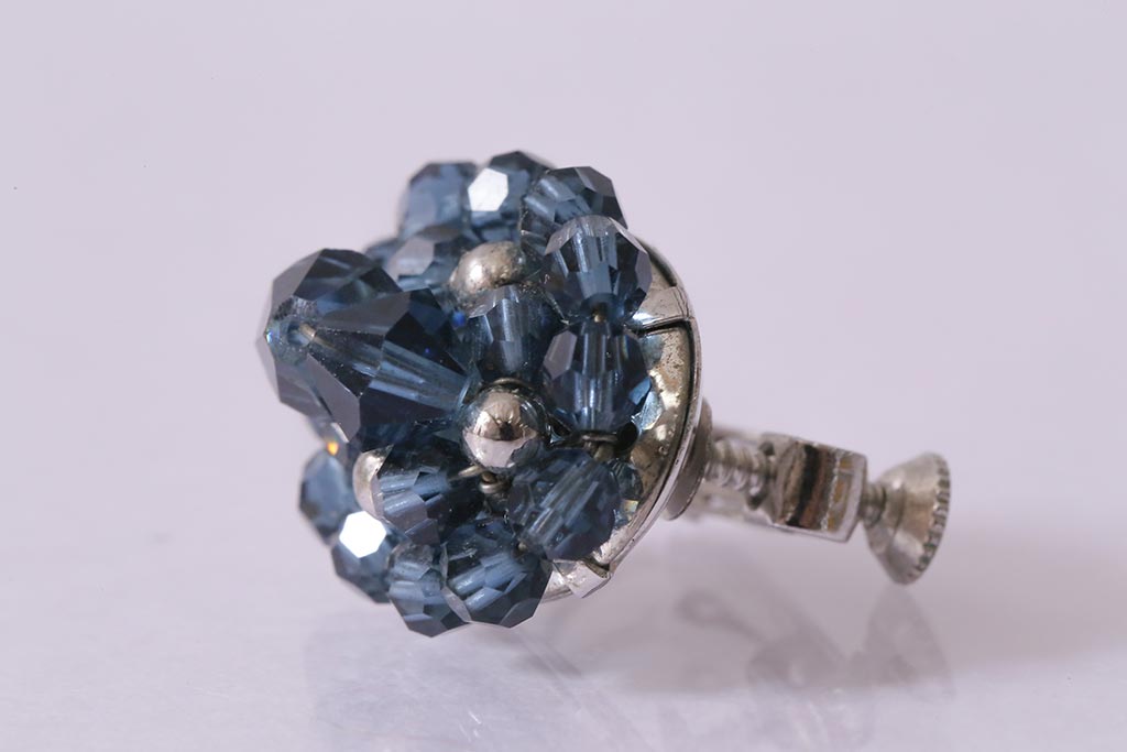 フランス　BALMAIN(バルマン)　大人の雰囲気漂うブルーのアクセサリーセット(イヤリング、ネックレス)(R-041790)