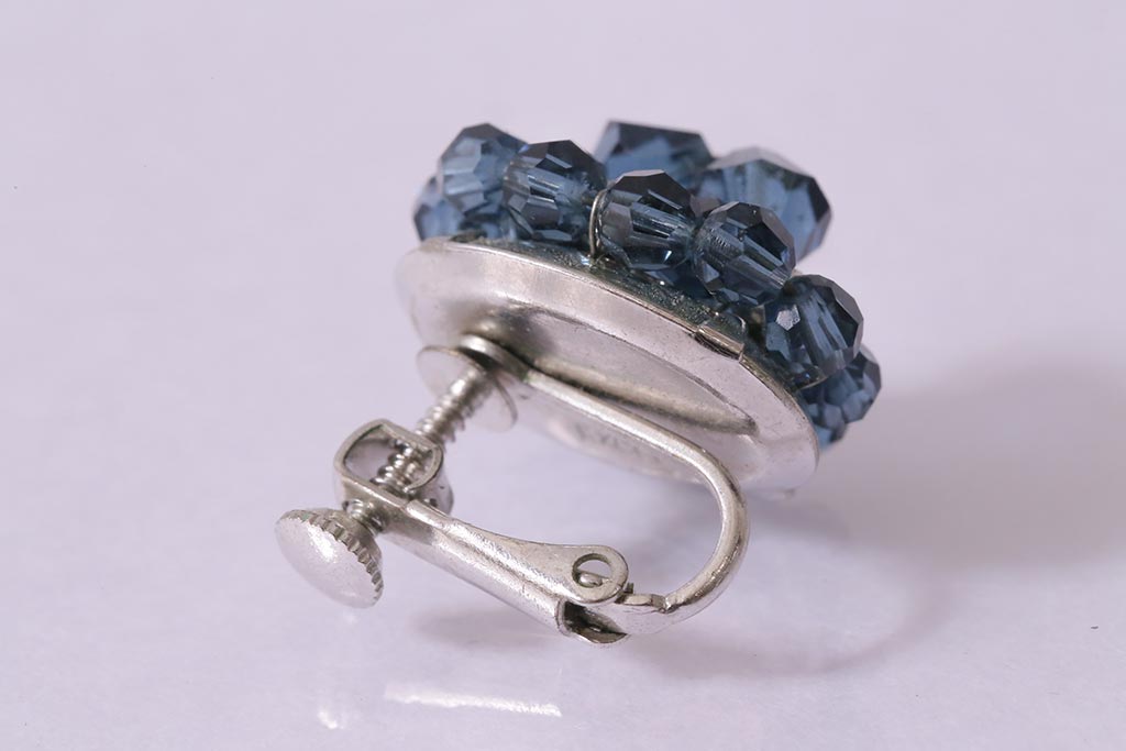 フランス　BALMAIN(バルマン)　大人の雰囲気漂うブルーのアクセサリーセット(イヤリング、ネックレス)(R-041790)