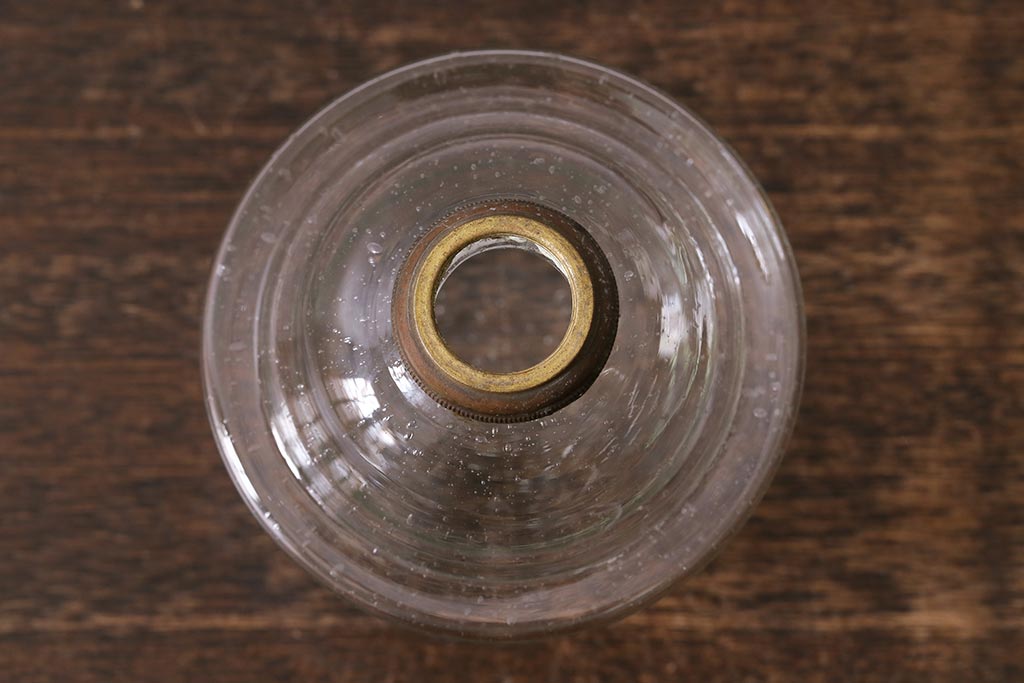 アンティーク照明　昭和初期　オイルランプリメイク　気泡ガラスが趣のある空間を演出するレトロなテーブルランプ(スタンドライト、卓上照明)(R-041942)
