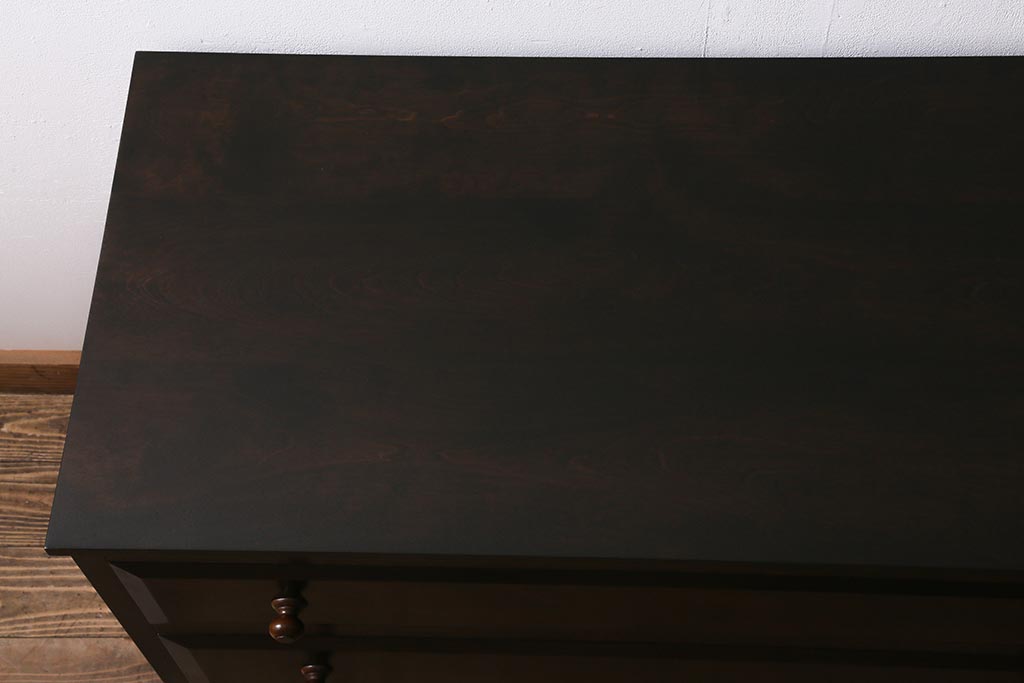 中古　当店リメイク　松本民芸家具　落ち着いた佇まいのシックなローボード(ローチェスト、引き出し)(R-041998)