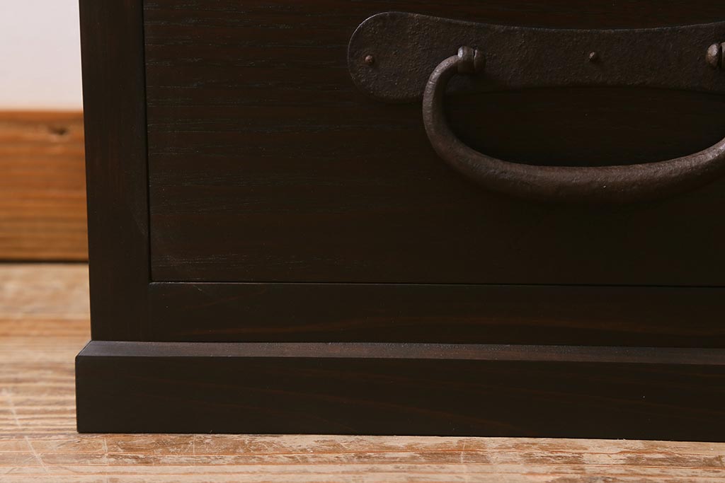 ラフジュ工房オリジナル　古金具リメイク　前板栗材　ヒノキ材　整理整頓にぴったりなサイドチェスト(小物収納、小箪笥、引き出し)(R-042015)