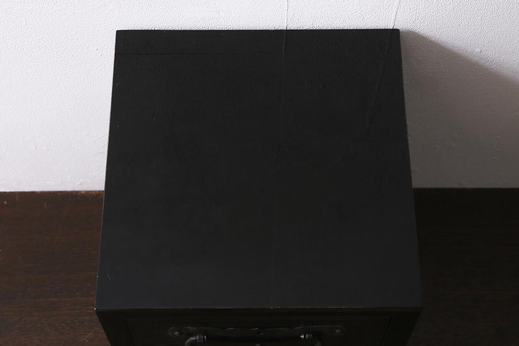 ラフジュ工房オリジナル　古金具リメイク　前板栗材　ヒノキ材　シックな雰囲気漂う小引き出し(小物収納、卓上収納)(R-042016)