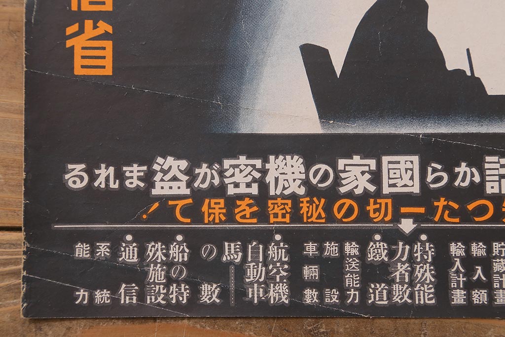 戦前　昭和十五年(昭和15年)　逓信省ポスター2枚セット　逓信寫眞特報「護れ機密 防げ間諜」「我等の覚悟 逓信防諜」(R-042075)