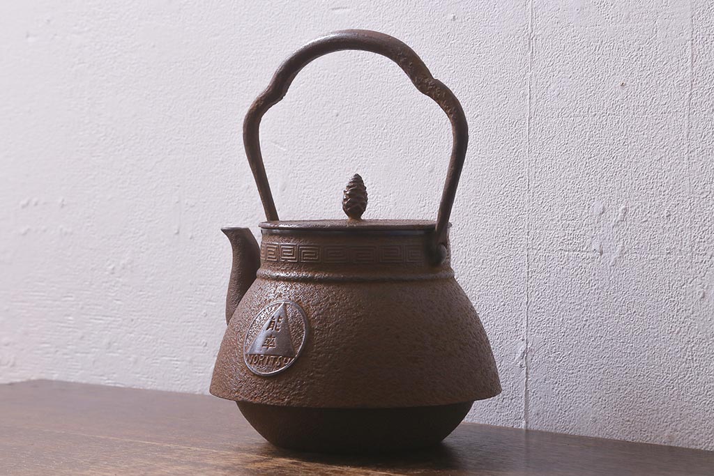 未使用品　古民具・骨董　昭和初期　南部長峯堂　能率鉄瓶(R-042120)