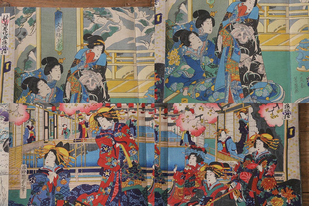 明治期　浮世絵木版画　57枚画帖(國周、豊國、國貞、芳盛、房種、國明)(R-042128)