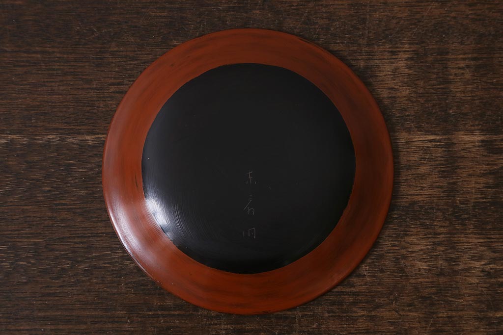 アンティーク雑貨　昭和初期　鎌倉彫　菓子皿　銘名皿5枚(在銘作家物)(R-042132)